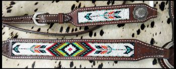 Showman Argentina Leather Beaded Southwest Arrow Design 3 Piece Headstall and Breastcollar Set #4